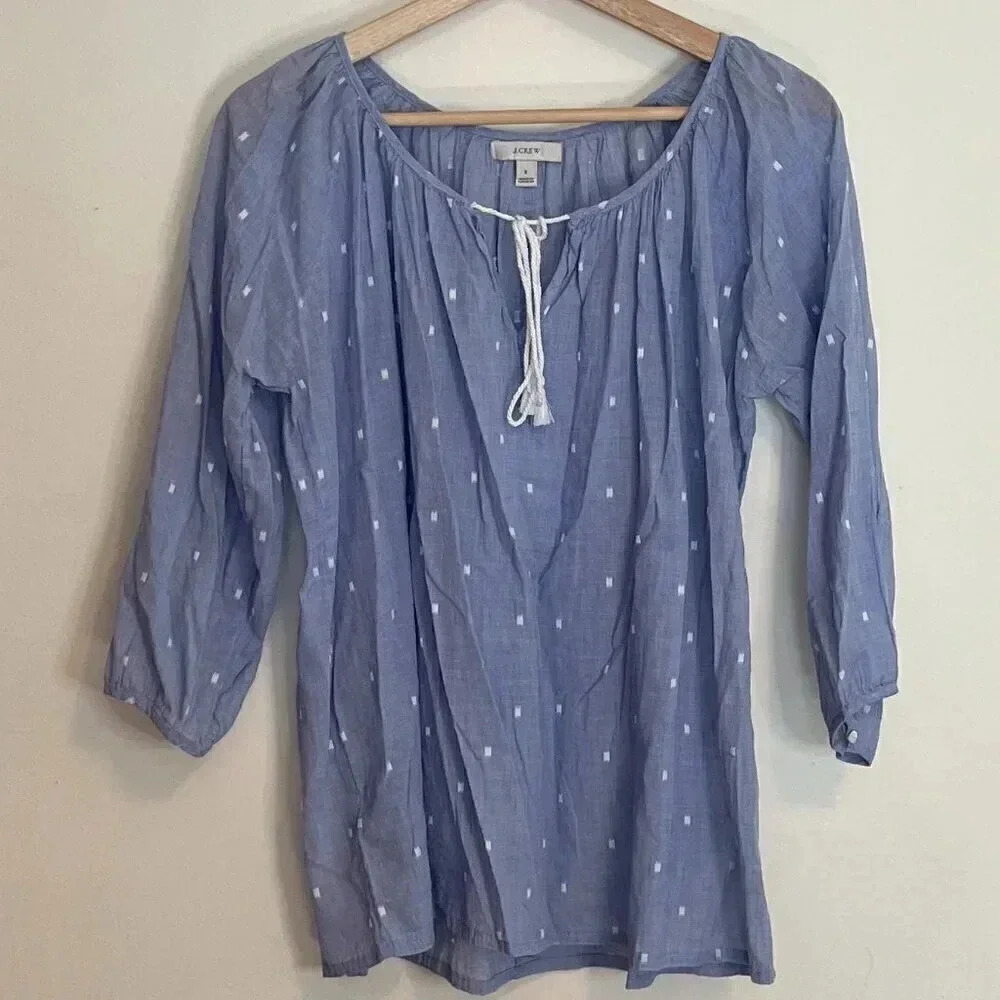 J. Crew Chambray Peasant Blouse - Picture 2 of 9